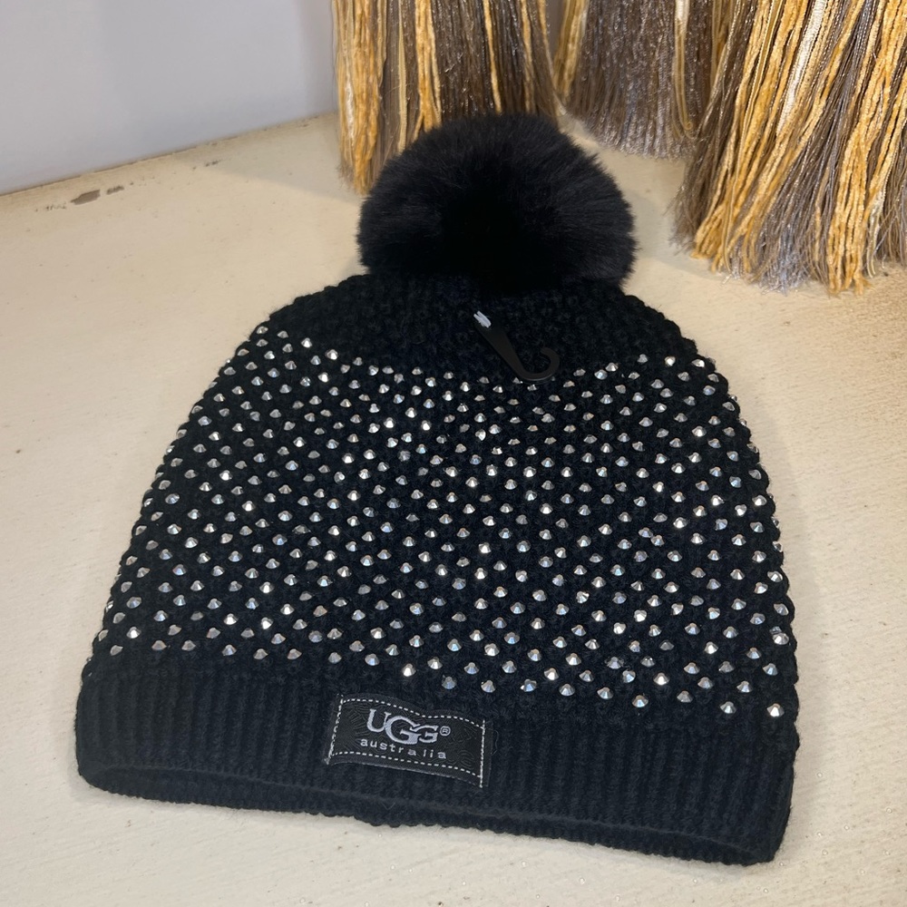 Black UGG Rhinestone Knitted Hat